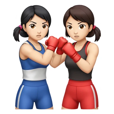 two asian women kicking and fighting each other sticker