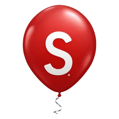 red Christmas balloon with white "S" logo sticker