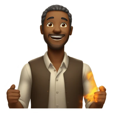 a man rejoices at the fire around him sticker