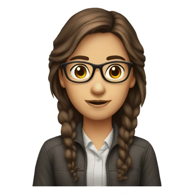 Brown hair brown eyed Computer Nerd Girl sticker