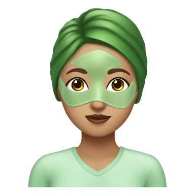 Girl with long lashes, green skincare mask sticker