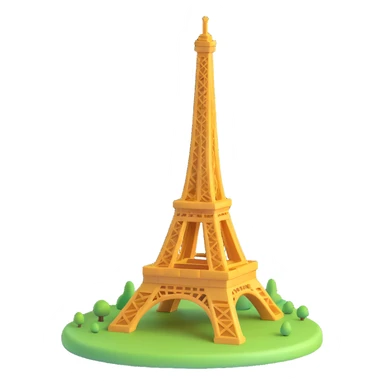 Eiffel Tower, 3D Microsoft Fluent emoji style, shiny and dimensional sticker
