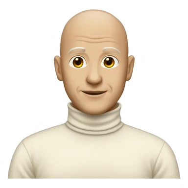 White bald man cream turtleneck sticker