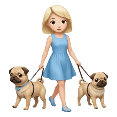 haz una chica rubia paseando a su perro pug sticker