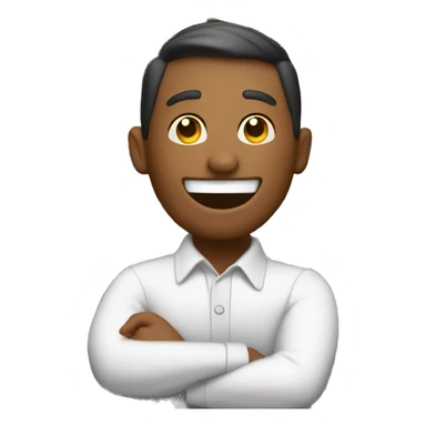 A happy man hugging a hotel sticker