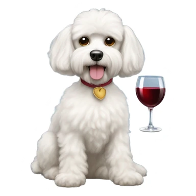 Maltese poodle drinking wine sticker