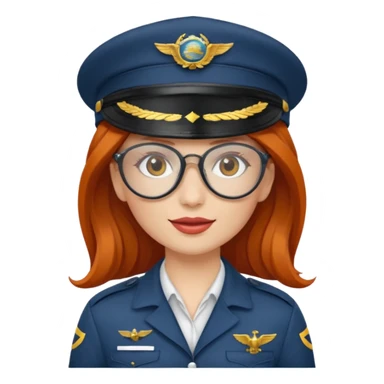 pilote d'avion femme rousse avec lunette de soleil et chapeau de pilote sticker