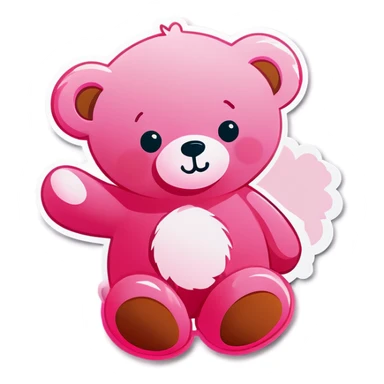 Pink teddy, pink cloud sticker