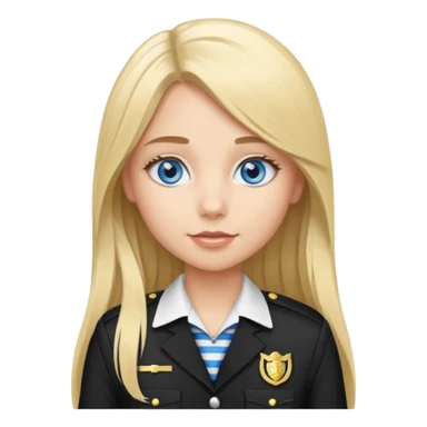 blue eyes blonde girl IN VERTICLE BLACK AND WHITE STRIPES UNIFORM LONG HAIR sticker