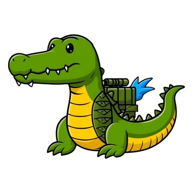 Battle crocodile with bombs, military alligator sticker