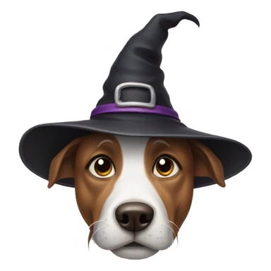 a dog with witch hat sticker