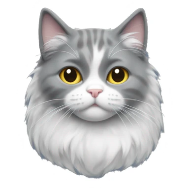 Puffy gray cat with white fur on chest  sticker