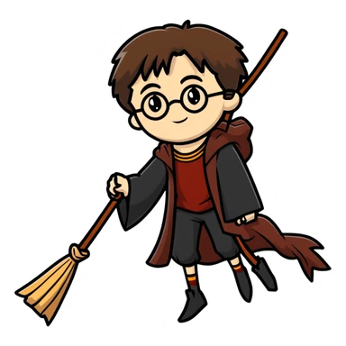 Harry Potter flying on a broomstick sticker