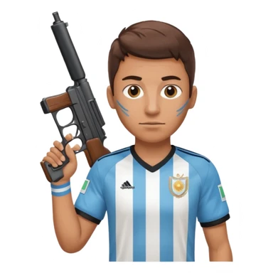 haz un turro con una biszera para atras y con un arma remera argentina pero arma de fuego sticker