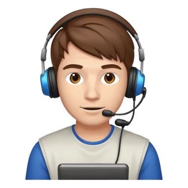 garcon blanc cheveux brun gamer sticker