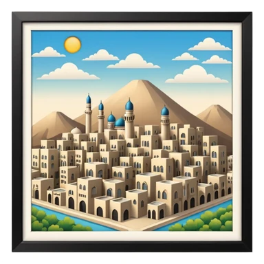 little city and many, small, ordinary, simple, home, Iranian-style, 1980  sticker