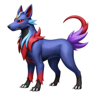 Black and blue and red and purple and white and grey colorful shiny edgy cool badass Manectric-Houndoom-fusion-hybrid-Fakémon-creature, full body sticker