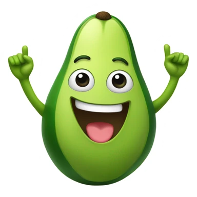 happy avocado with hands up sticker