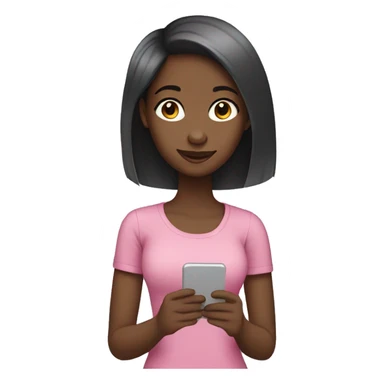 Black girl with straight hair texting sticker