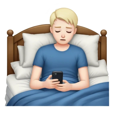 парень залипает в телефоне ночью в кровати, ему грустно,он устал sticker