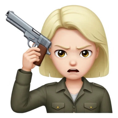 create a emoji where a mad/sad person is holding a gun to their head sticker