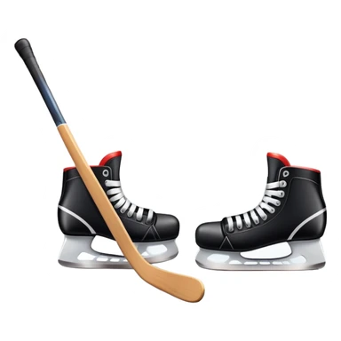 An icon featuring close-up shots of key hockey equipment: a hockey stick, puck, and skates. The background shows a packed stadium with cheering fans, bright arena lights, and an icy rink. Transparent background highlights the essentials of the game and the thrill of the sport. sticker