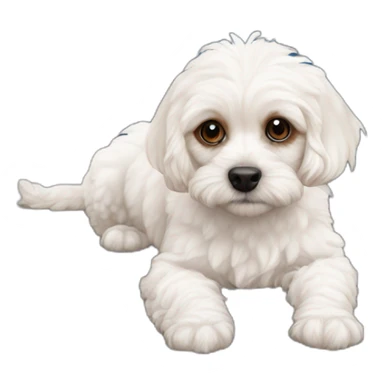 All White cavapoo as Spiderman sticker