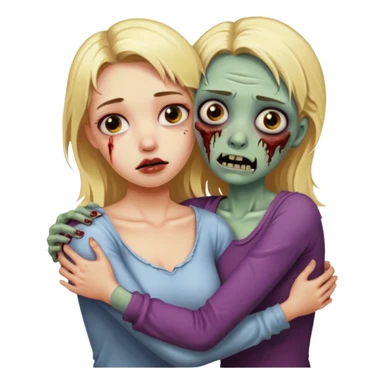 cute cruel blonde hugging zombie woman sticker