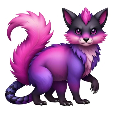 Cool Edgy Black-pink-purple-gradient badass Fionbri-Vernid-Trico-animal-creature full bodyd sticker