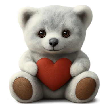Make the teddy bear's fur a mix of realistic blue and white with soft lighting. Remove the background to make it transparent. The style should be realistic and natural looking. sticker