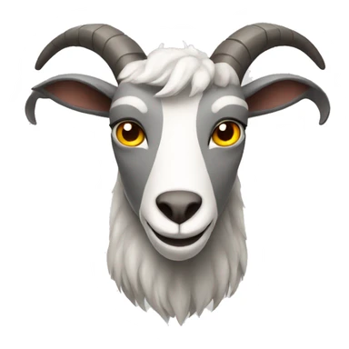 an evil looking grey and white goat sticker
