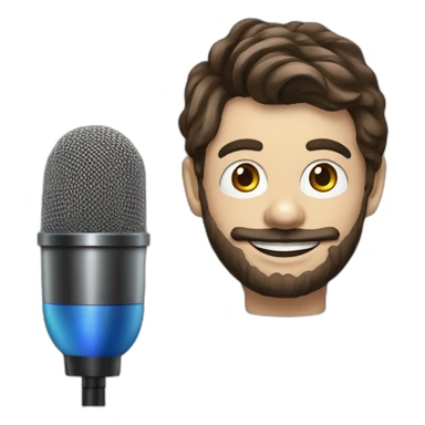 young brunette radio presenter with beard and with a microphone in his hand dressed as a clown sticker