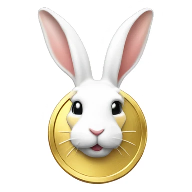 white rabbite coin, cryptocoin, gold coin sticker