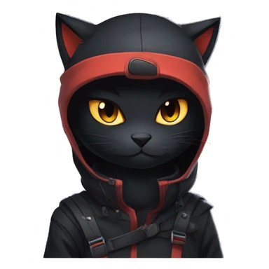 Edgy Shy Anthro Ninja boyish cool pretty dark black Litten-Pokémon-cat-fursona-animal techwear sticker