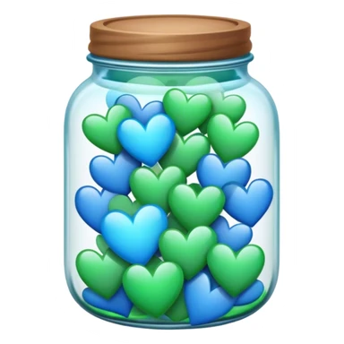 Jar full of blue and green hearts sticker
