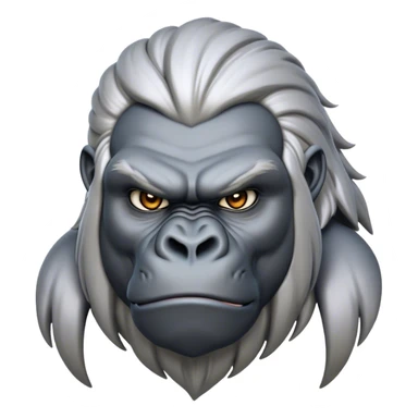 Cinematic Noble Silverback Gorilla Portrait Emoji, Poised and majestic, with a powerful, muscular frame accentuated by a distinguished silver mane and piercing, wise eyes, Simplified yet sharp and sophisticated features, highly detailed, glowing with a soft, regal jungle glow, high shine, intelligent and commanding, stylized with an air of imperial strength, focused and resolute, soft glowing outline, capturing the essence of a watchful guardian that feels as though it could step out of the screen with effortless authority! sticker