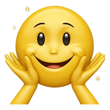 3D smiley face looking distraught with tears and open floating hands sticker