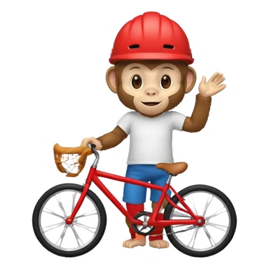 monkey with red bicycle helmet, tshirt sticker