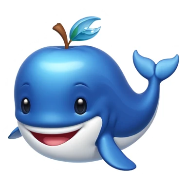a simple and cute whale, apple emoji style sticker