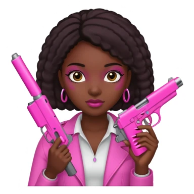 Black Girl hand pink nails holding pink gun sticker