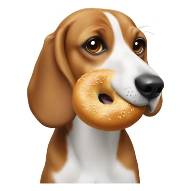 Beagle eating a bagel  sticker
