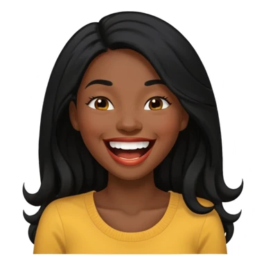 laughing black long haired woman sticker