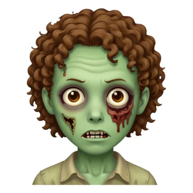 Zombie with lil bit curly medium brown hair sticker