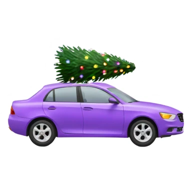 Christmas light purple car with Christmas tree sticker
