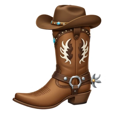 cowboy boot with spurs and a cowboy hat on top sticker