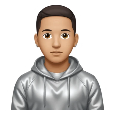 Daddy Yankee with dark brown hair, silver outfit sticker