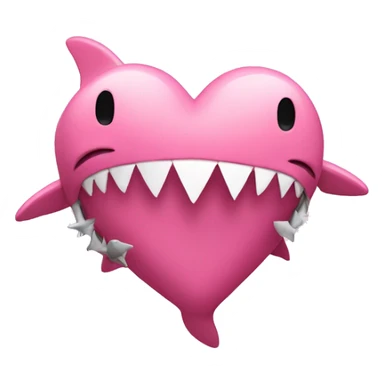 pink love FULL heart with sharks sticker