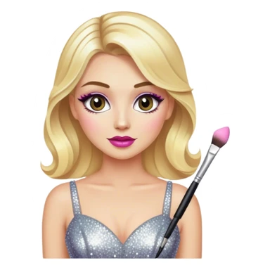 blonde makeup artist, sparkly dress sticker