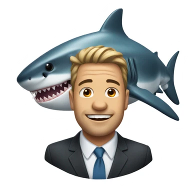 a shark with a man on it sticker