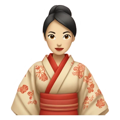 kimono red beige sticker